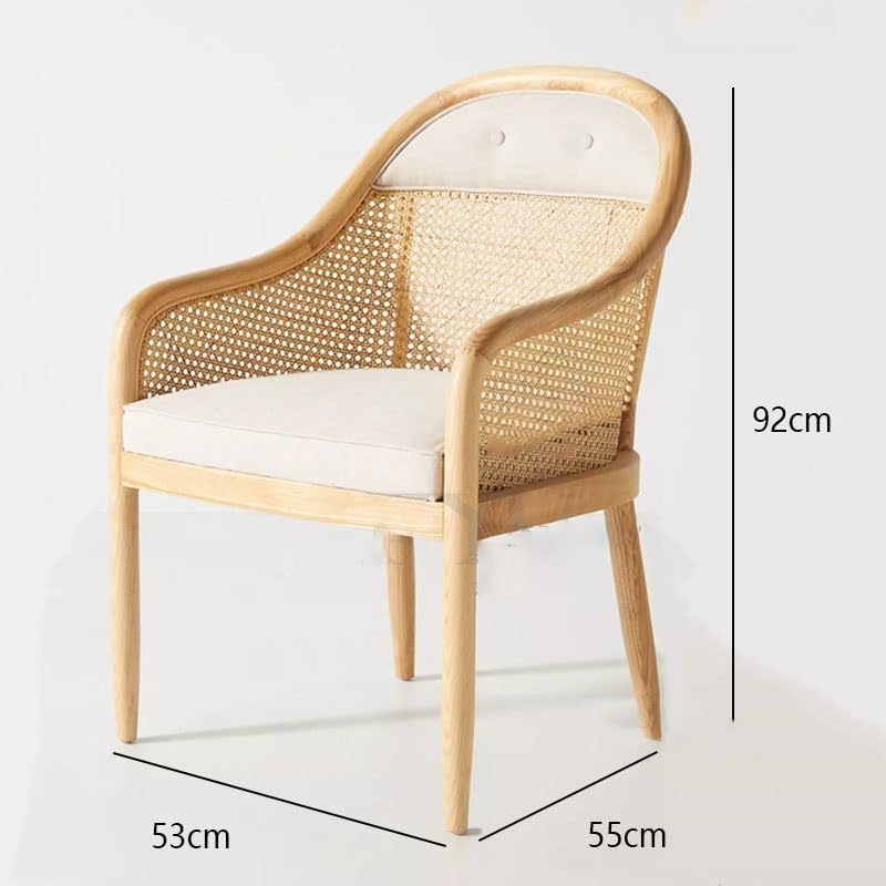 LHLLHL Office Kitchen Armrest Dining Chair Rattan Outdoor Dining Ergonomic Chair Wooden Party Furniture (Color : E, Size : As Shown)