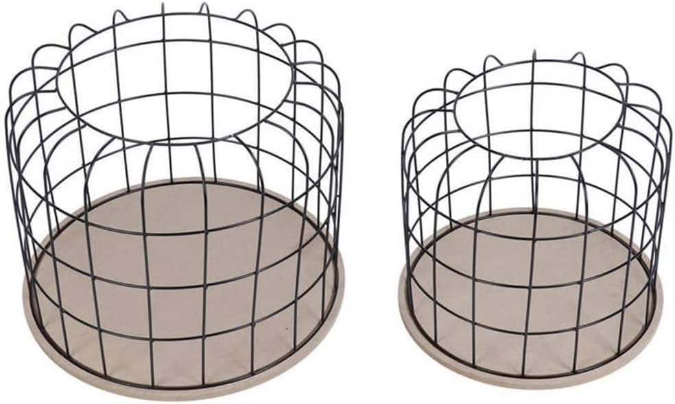 UXZDX 2pcs Living Room Storage Side Table Set Coffee Table with Metal Basket and Wood Tabletop