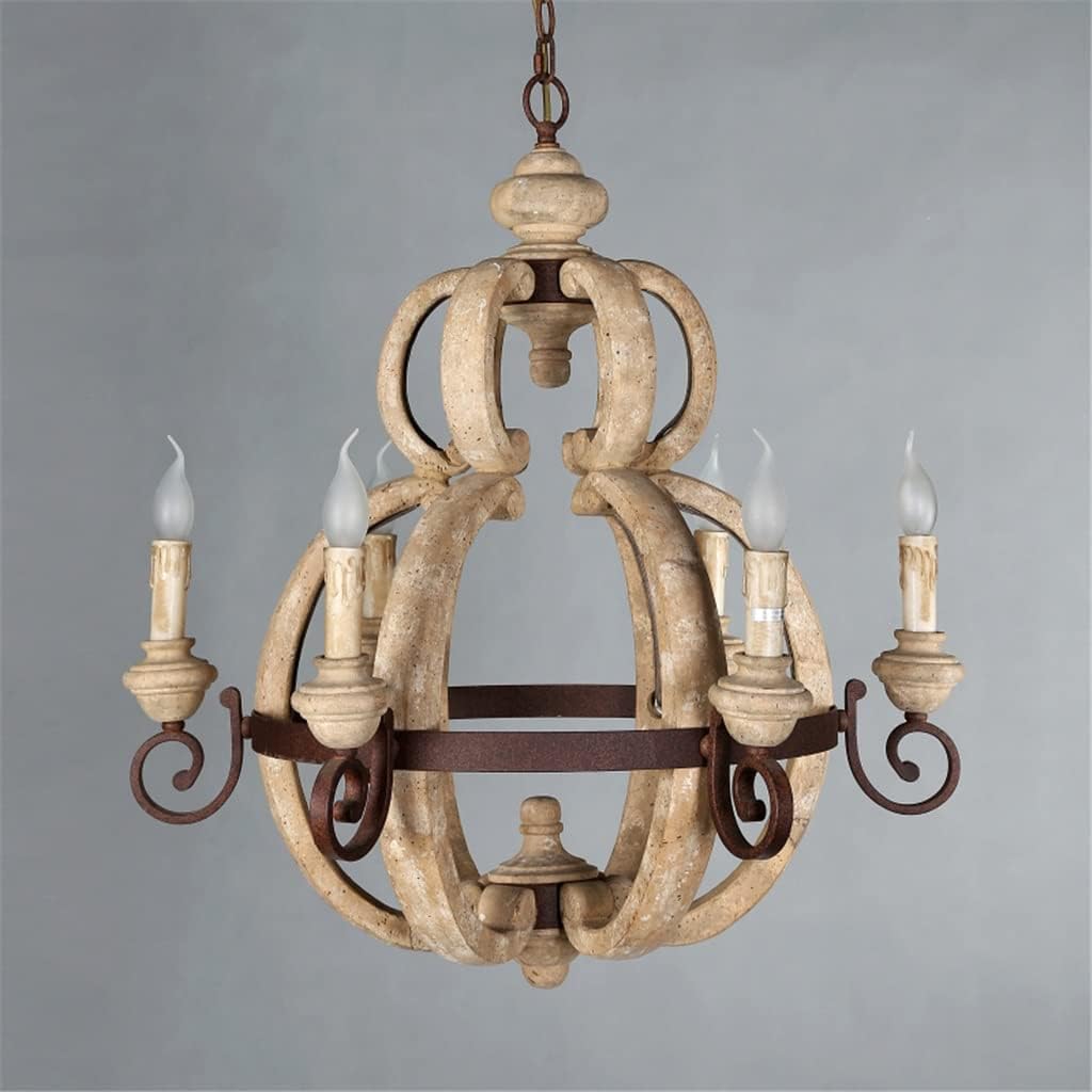 TKFDC Rustic Wood Chandelier Vintage Hanging Wooden Lamp for Bedroom Kitchen Living Dining Room Decor (Size : 69 * 76cm)
