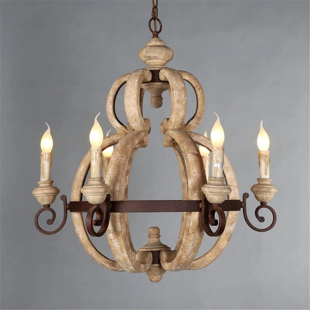 TKFDC Rustic Wood Chandelier Vintage Hanging Wooden Lamp for Bedroom Kitchen Living Dining Room Decor (Size : 69 * 76cm)