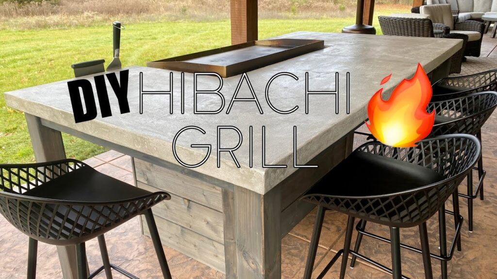DIY Outdoor Hibachi Grilling Table with Concrete Top