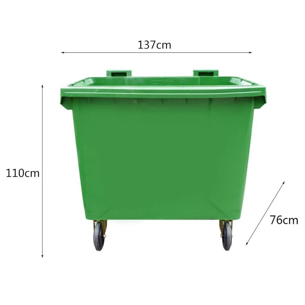 660L with Universal Wheels Large-Capacity Trash Can with Lid Thickened Plastic Sanitation Trailer Trash Can Green Waste Container (Style : B) (A)
