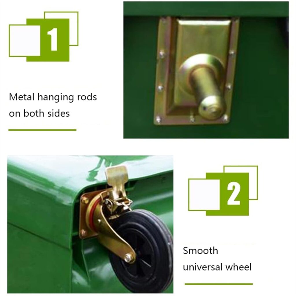 660L with Universal Wheels Large-Capacity Trash Can with Lid Thickened Plastic Sanitation Trailer Trash Can Green Waste Container (Style : B) (A)