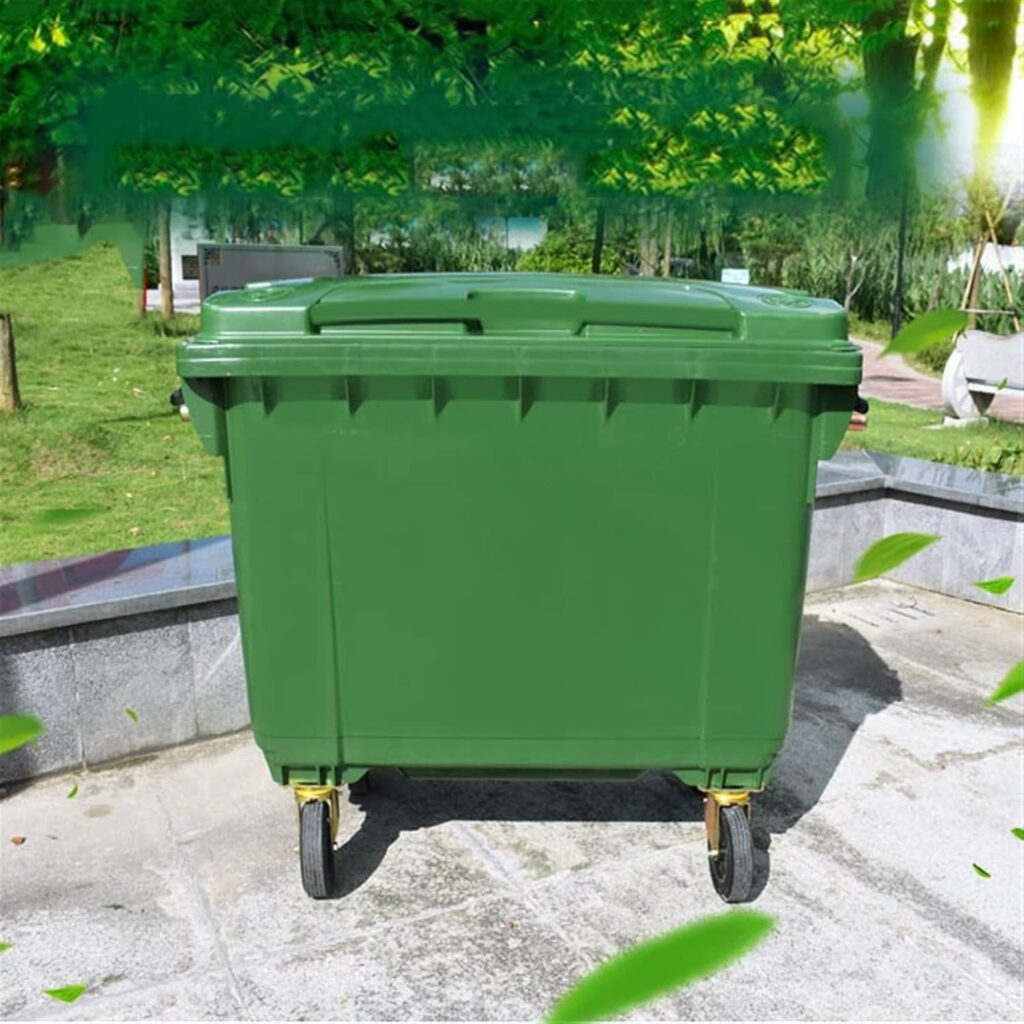 660L with Universal Wheels Large-Capacity Trash Can with Lid Thickened Plastic Sanitation Trailer Trash Can Green Waste Container (Style : B) (A)